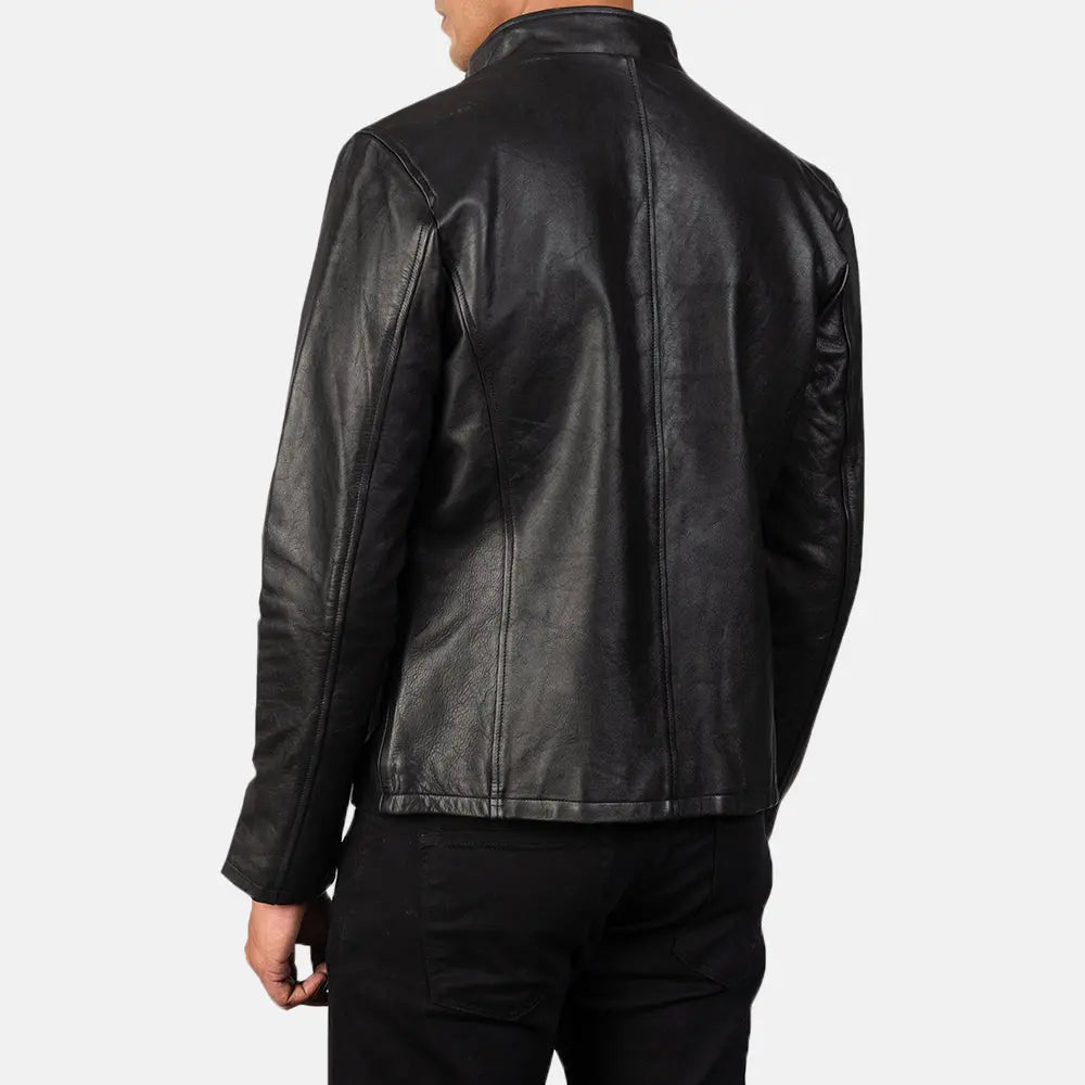 Alan Black Leather Biker Jacket