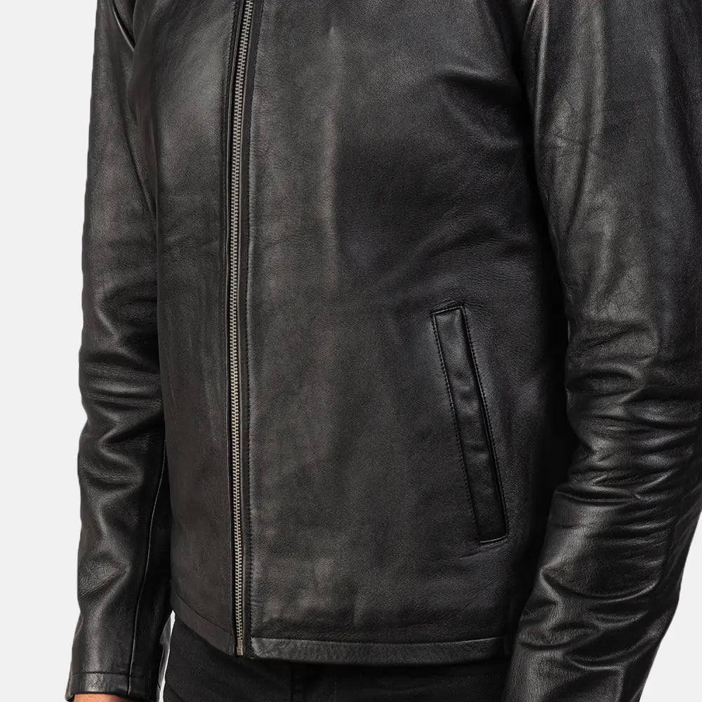 Alan Black Leather Biker Jacket