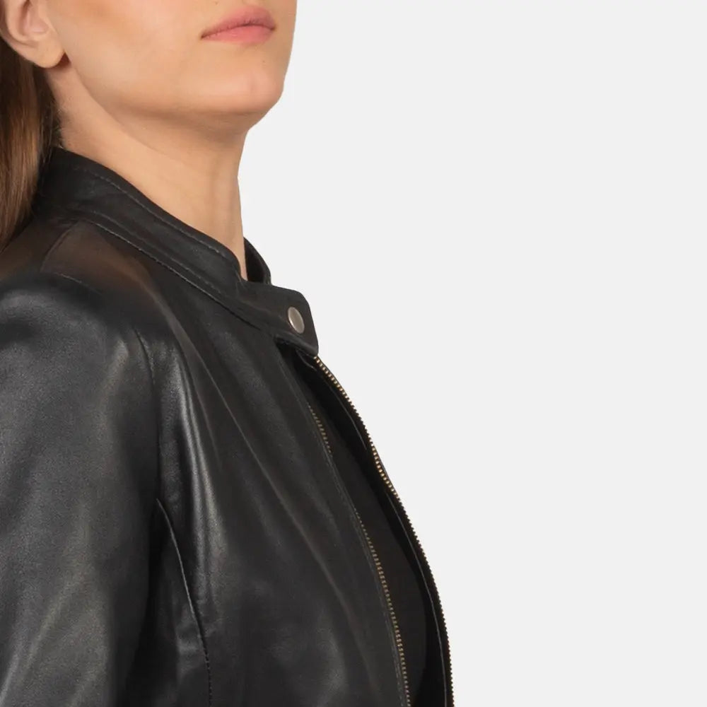 Lisa Black Leather Biker Jacket