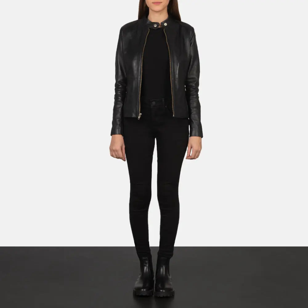 Lisa Black Leather Biker Jacket