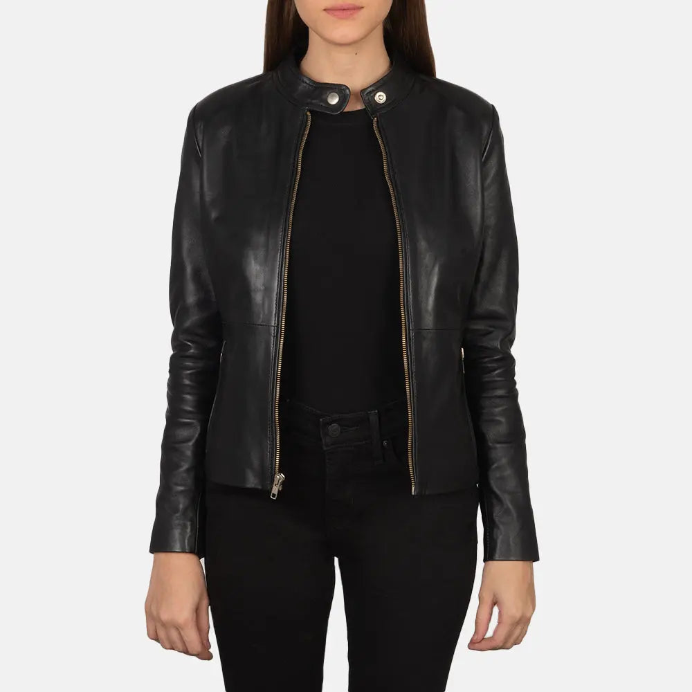 Lisa Black Leather Biker Jacket