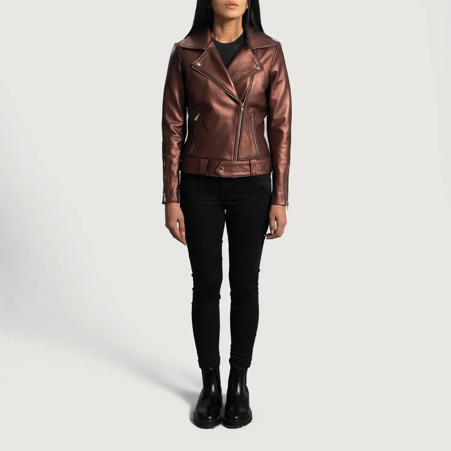 Maroon Leather Biker Jacket