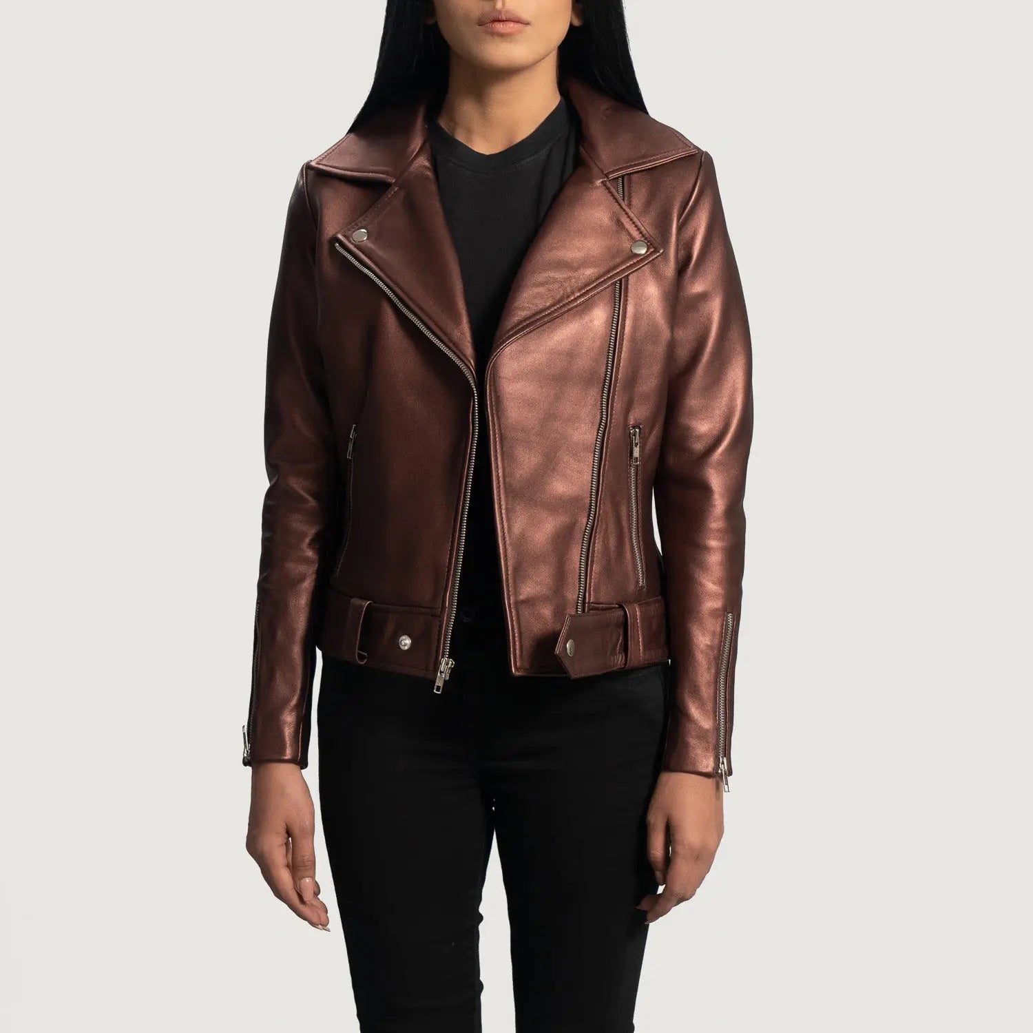 Maroon Leather Biker Jacket