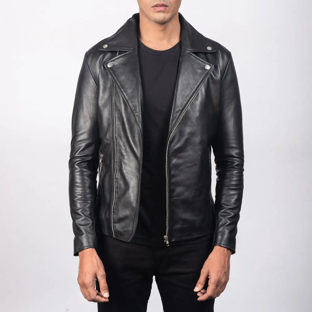 Mono Black Leather Biker Jacket