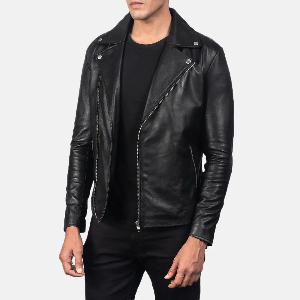 Mono Black Leather Biker Jacket