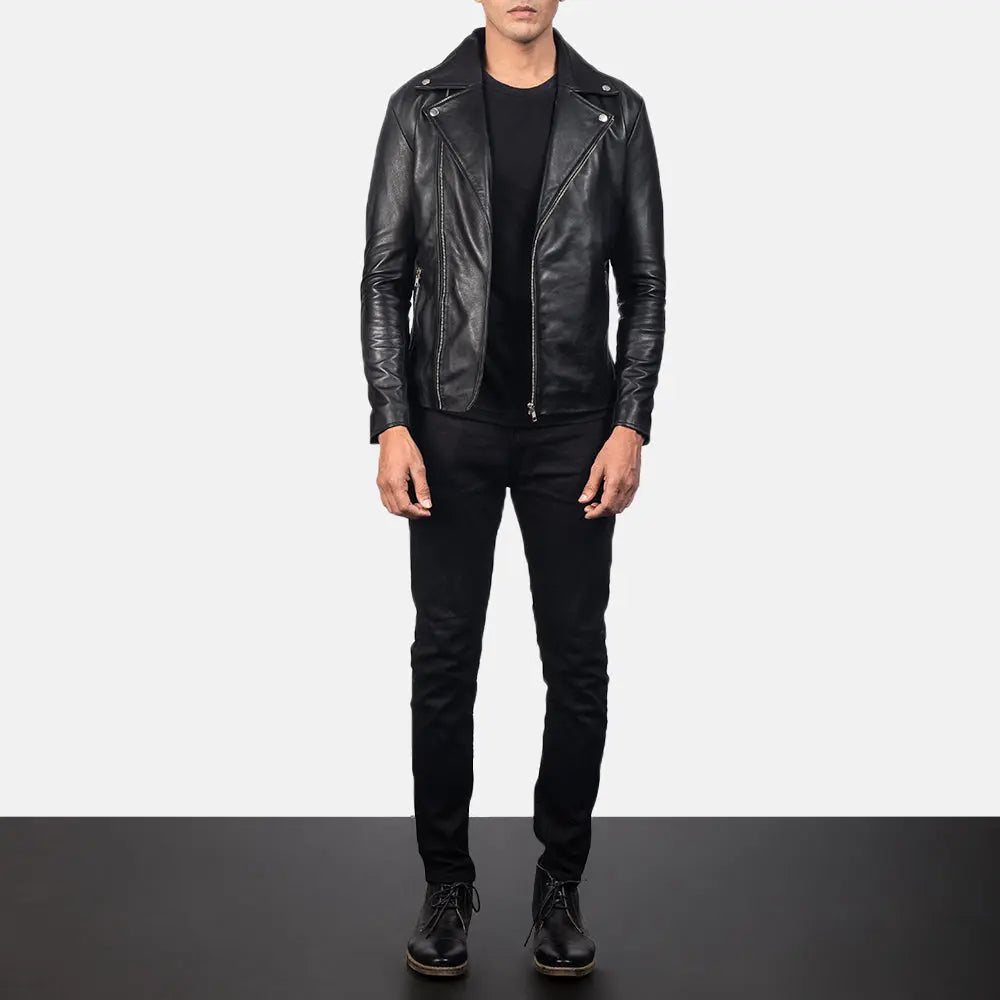 Mono Black Leather Biker Jacket