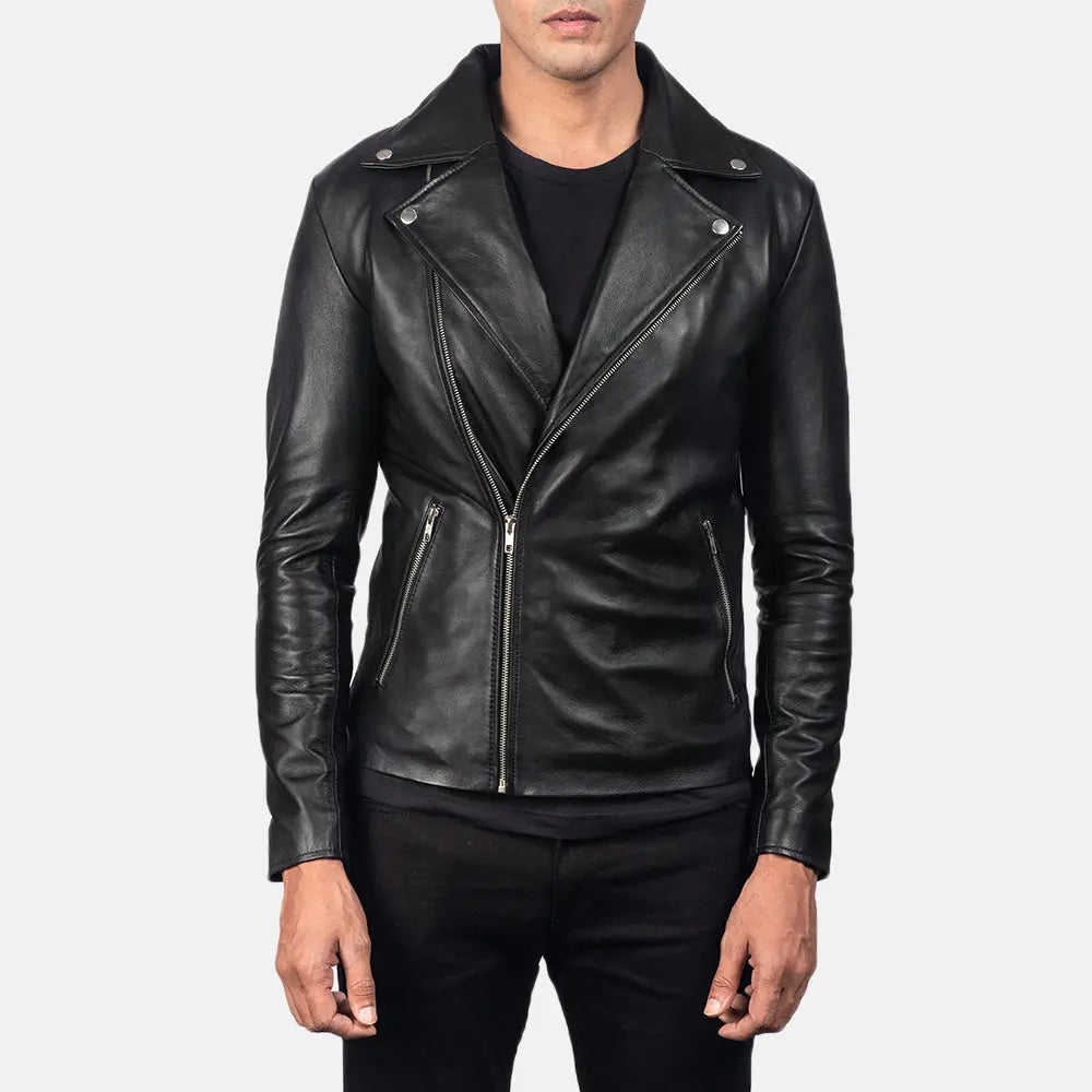 Mono Black Leather Biker Jacket