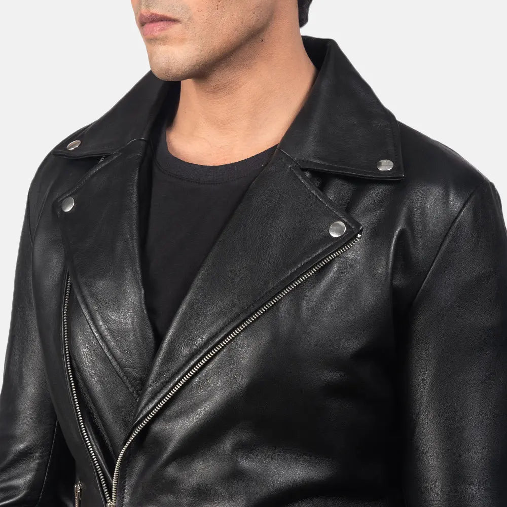 Mono Black Leather Biker Jacket
