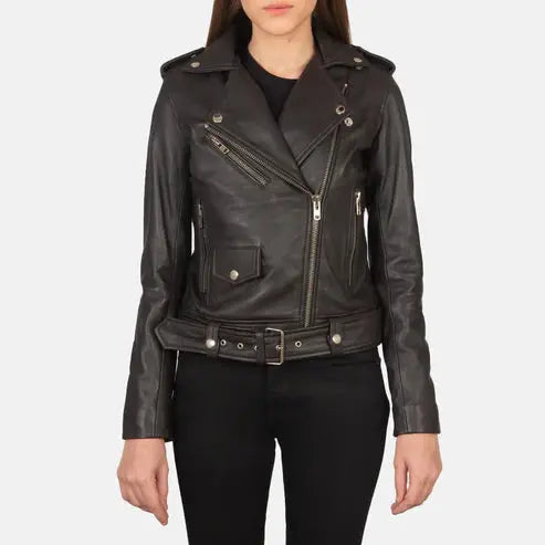 Women Brown Biker Leather Jacket