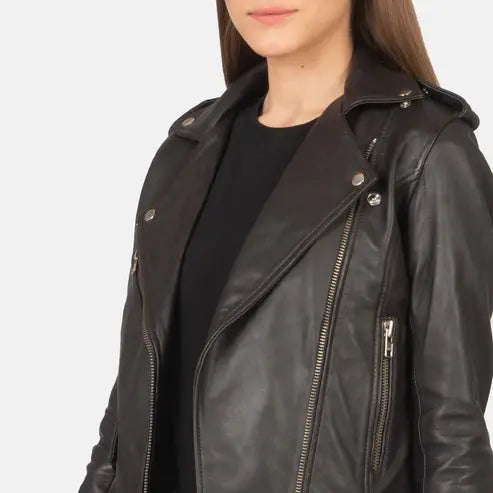 Women Brown Biker Leather Jacket