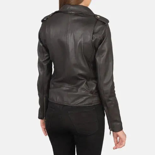 Women Brown Biker Leather Jacket