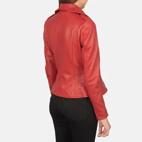 Women Red Flashback Leather Jacket