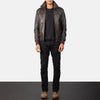 Air Brown Leather Bomber Jacket