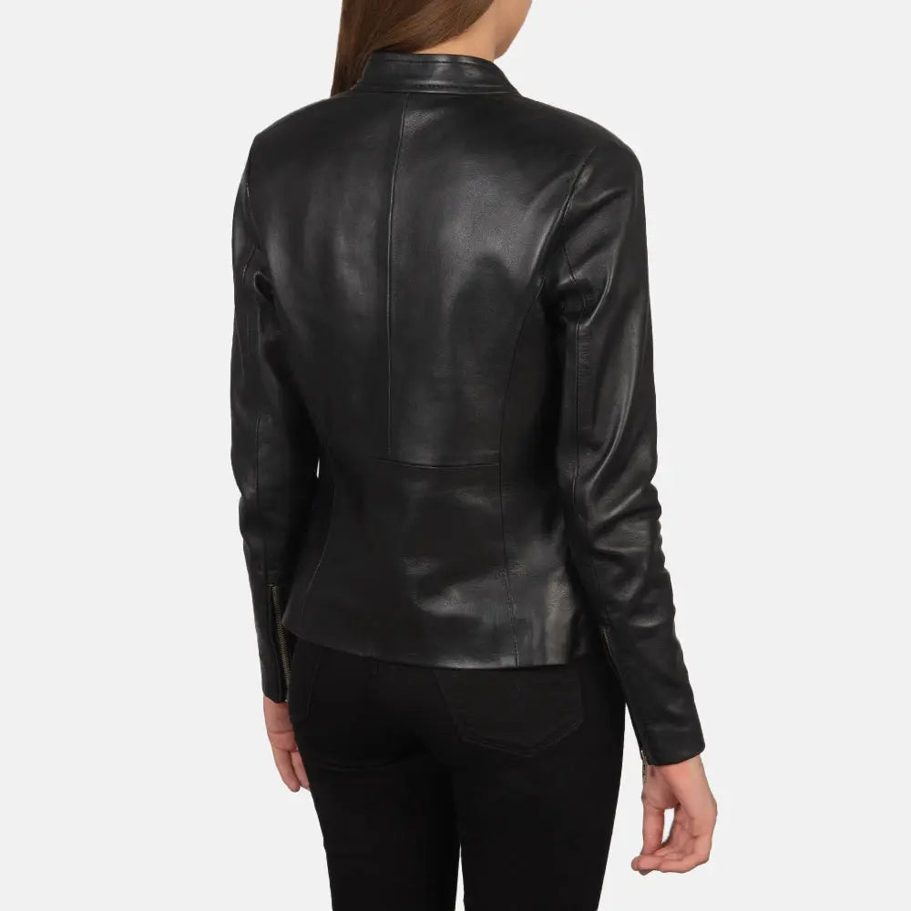 Lisa Black Leather Biker Jacket
