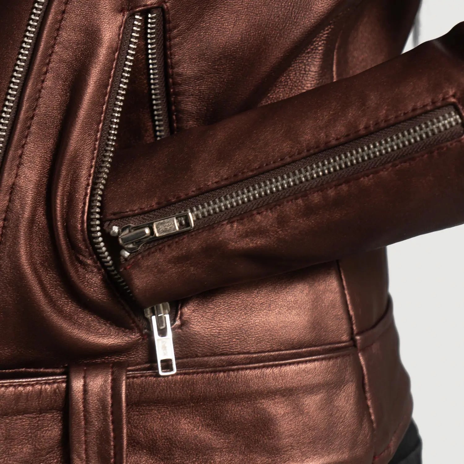 Maroon Leather Biker Jacket
